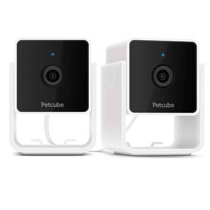 lot 4193 image: Petcube Pack of 2 Cam Indoor Wi-Fi Pet and Security Camera with Phone App, Pet Monitor with 2-Way Audio and Video, Night Vision, 1080p HD Video and Smart Alerts for Ultimate Home Security (2 Pack)