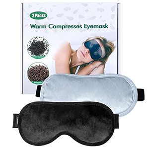 lot 4200 image: Heated Eye Mask Moist Heat Eye Compress(2-Packs) Microwave Heated Eye Mask with Flaxseed Cassia Seed for Dry Eyes,SPA Warm Eye Mask, Relief Eye Fatigue Hot Sleeping Mask(Black&Grey)