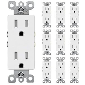lot 4210 image: 10 Pack BESTTEN 15 Amp Decorator Wall Receptacle, Tamper Resistant Outlet, 15A125V1875W, UL Listed, White