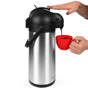 lot 4243 image: Coffee Carafe Dispenser with Pump - 101oz  3L Airpot 24 Hours Hot Chocolate Dispenser for Parties - Coffee Urn Hot Water Dispenser - Insulated Stainless Steel Hot Beverage Dispenser - Thermal Carafe