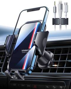 lot 4246 image: VANMASS 7.0 Upgraded Car Phone Holder Mount Never-Drop Steel Hook & A Cable Clip, Stable A Car Vent Phone Mount, Auto Cell Phone Holder, Handsfree Cradles for iPhone 14 13 12 11 Pro Max Samsung