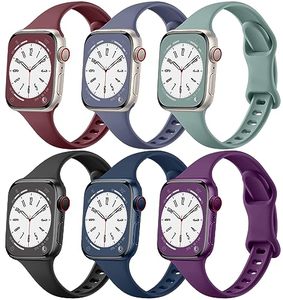 lot 4257 image: Lerobo Slim Bands for Apple Watch Series 9, 8, 7, 6, 5, 4, 3, 2, 1 - Sport Loop Design, Waterproof, Lightweight, and Comfortable - 6 Pack with