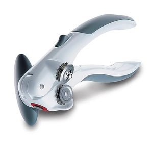 lot 4265 image: Zyliss Lock N Lift Can Opener - Can Opener with Lid Lifter Magnet - Manual Can Opener with Locking Mechanism - Safe and Easy-to-Turn - Stainless Steel - White