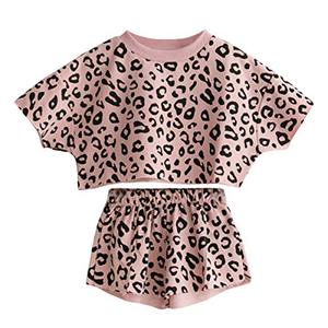 lot 4279 image: Avidqueen Toddler Baby Girls Leopard Print Summer Clothes Set T-Shirt and Short Pants 2pcs Outfits (1-Pink, 1T)