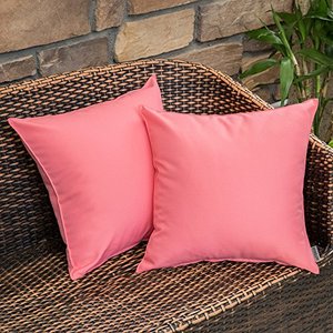 lot 4283 image: MIULEE Pack of 2 Decorative Pillow Covers Square Cushion Sham Throw Pillowcase Shell Waterproof for Spring Indoor Couch Chair Sofa Patio 22x22 Inch Pink
