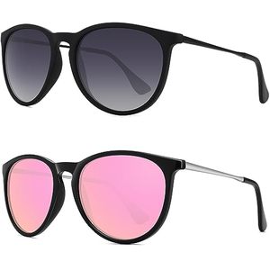lot 4288 image: WOWSUN Polarized Sunglasses for Women Vintage Retro Round Mirrored Lens