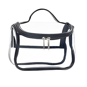lot 4291 image: HAOGUAGUA Heavy Duty Clear Cosmetic Bag Waterproof Transparent Travel Makeup Toiletry Organizer Bag (Black)