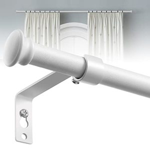 lot 4297 image: White Curtain Rods for Windows 28 to 50 Inch - 58 Heavy Duty Curtain Rods Set,Decorative Cafe Drapery Rods with Brackets - Matte Rustic