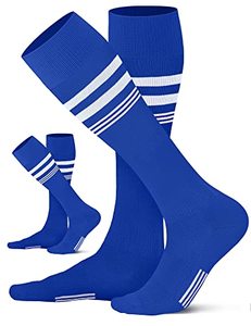 lot 4299 image: CS CELERSPORT 2 Pack Kids Soccer Socks for Youth Men and Women Sport Softball Socks with Cushion Royal Blue, X-Small