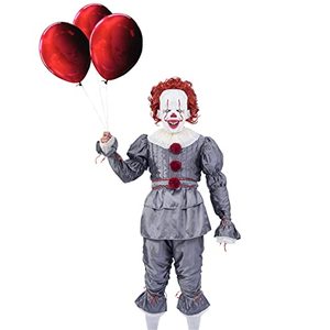 lot 4314 image: hermixa Halloween Deluxe IT Clown Costume Large Adult and Child sizes with Clown Mask and Balloons. (Kid-S)