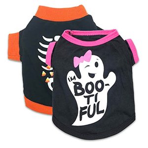lot 4327 image: Dog Halloween Shirt Halloween Costume Pet T Shirt with Cute Ghost Skeleton Pattern Dog Shirts for Small Dogs, Medium