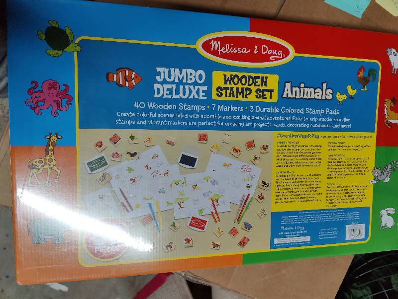  Melissa & Doug Jumbo Deluxe Wooden Stamp Set Animals