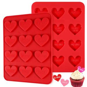 Kamehame Conversation Heart Silicone Mold, 2 Pieces Conversation Heart  Mold, Valentine's Day Candy Heart Mold for Cake Cupcake Decorating,  Non-Stick