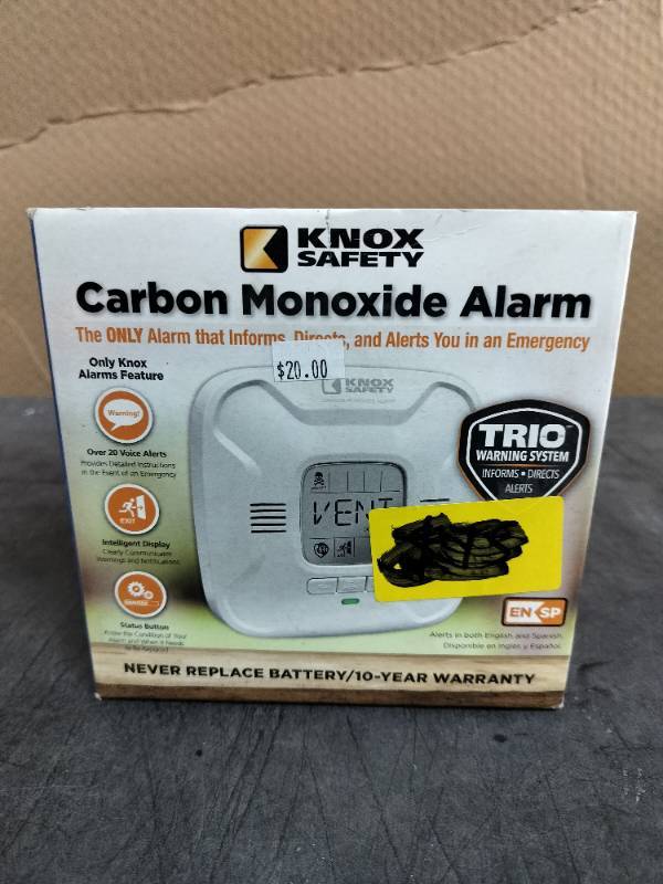 Knox Safety Battery Operated Carbon Monoxide Detector, Voice Alert