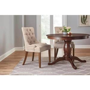 lot 2775 image: StyleWell Bakerford Biscuit Beige Upholstered Dining Chair with Tufted Back (Set of 2), BiscuitWalnut (NO LEGS)