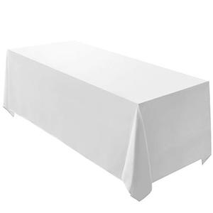 lot 3906 image: Surmente Tablecloth 90  156-inch Rectangular Polyester Table Cloth Dining Table Cover for Weddings, Banquets, or Restaurants Indoor and Outdoor(White)
