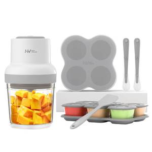 lot 1369 image: Baby Food Maker, HEYVALUE 13-in-1 Baby Food Processor Set for Baby Food, Fruit, Vegatable, Meat, Baby Food Blender with Baby Food Containers, Food Freezer Tray, Silicone Spoons, Spatula (Gray)