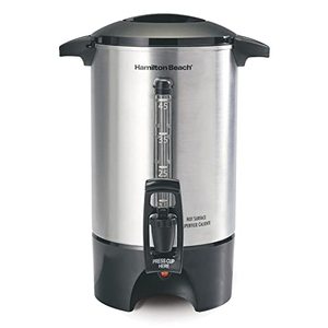 lot 1398 image: Hamilton Beach 45 Cup Coffee Urn and Hot Beverage Dispenser, Silver (40519)