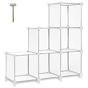 lot 1403 image: TomCare Cube Storage 6-Cube Bookshelf Closet Organizer Storage Shelves Shelf Cubes Organizer Plastic Square Book Shelf Bookcase DIY Closet Cabinet Organizer Shelving for Home Office Bedroom, White