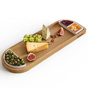 lot 1414 image: Charcuterie Board with Dipping Bowls. Wooden Serving Tray Ideal for Cheese, Appetizers, Fruit, Snacks, Chip and Dip. Perfect Wedding or Housewarming Gift by Ziruma.