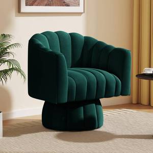 lot 1415 image: Dewhut Mid Century 360 Degree Swivel Cuddle Barrel Accent Sofa Chairs, Round Armchairs with Wide Upholstered, Fluffy Velvet Fabric Chair for Living Room, Bedroom, Office, Waiting Rooms, (Green) Retail&nbsp$269.99