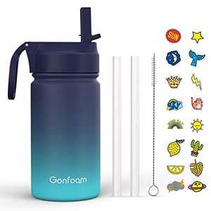 lot 1431 image: Kids Water Bottle, 12oz Water Bottles Kids with Straw and Stickers, Stainless Steel Vacuum Double Wall Insulated cup, Kids Water Bottle for School, Gifts for Boys(Navy blue)
