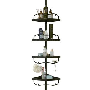 lot 2758 image: YeYeBest Shower Organizer Caddy, 39-125 Inch Home Decor Organization And Storage Bathroom Corner Plastic Shelves Rack Countertop Adjustable with Tension Metallic Poles