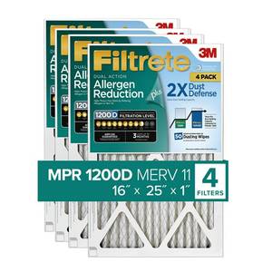 lot 2761 image: Filtrete 16x25x1 Air Filter MPR 1200D MERV 11, Allergen Reduction Plus Dust, 3-Pack Filters (exact dimensions 15.69x19.69x0.81)