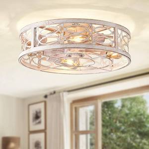 lot 2762 image: LEDIARY 20 Caged Ceiling Fans with Lights Remote Control, White Flush Mount Ceiling Fan Small, Bladeless Low Profile Ceiling Fan Light Fixture for Bedroom, Kitchen, Dining Room Retail&nbsp$139.99