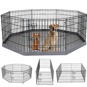 lot 2767 image: PETIME Foldable Metal Dog Exercise PenPet Puppy Playpen Kennels Yard Fence IndoorOutdoor 8 Panel 24 W x 30 H with Bottom Pad (with Bottom pad, 8 Panels 30 H)