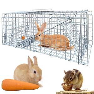 lot 2789 image: Live Animal Cage Trap,24 X 7 X 8In Animal Trap for Rabbits,Stray Cats,Squirrels,Humane Cat Trap,Foldable Live Traps Cage with Handle for Groundhogs,Opossums