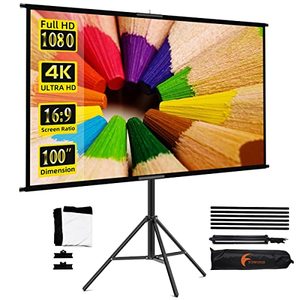lot 2792 image: Projector Screen with Stand, Towond 100 inch Indoor Outdoor Projection Screen, Portable 169 4K HD Movie Screen with Carry Bag Wrinkle-Free Design for Home Theater Backyard Cinema