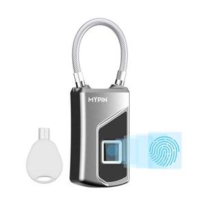 lot 3961 image: MYPIN Fingerprint Lock with Key Backup, Smart keyless Waterproof Fingerprint Padlock Ideal for Gym, Door, Luggage, Suitcase, Backpack, Bike, Office