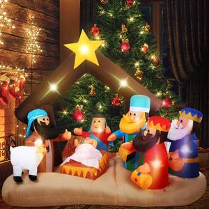 lot 5597 image: 6.5 ft Christmas Inflatable Nativity Scene Decoration Jesus Blow up Long Christmas Inflatable with LED Lights for Indoor Outdoor Christmas Yard Garden Decor (Classic)
