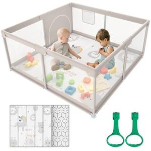 lot 5599 image: ZEEBABA Baby Playpen with Mat, 47x47inch Playpen, Playpen for Babies and Toddlers, Small Baby Play Pens, Large Playpen for Toddler, Play Yard for Infants with 47 Play Mat, Playard with Gate