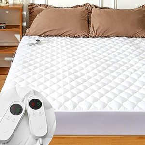 lot 5622 image: Heated Mattress Pad Queen Size with 9 Heat Settings Controller Quilted Electric Mattress Pad Fit Up to 21 Inch