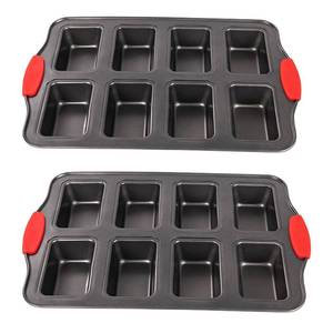 lot 5637 image: PLAZOTTA 2 Packs 8 Cavity Non-Stock Mini Loaf Pan with Silicone Handle, Mini Bread Loaf Baking Pan Mini Brownie Pan Cheesecake Pan Rectangular Bar