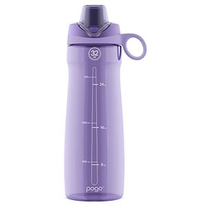 lot 5639 image: Pogo 18oz Plastic Water Bottle with Chug Lid and Carry Handle, Reusable, BPA Free, Dishwasher Safe, Perfect for Travel, School, Outdoors, and Gym, Lilac
