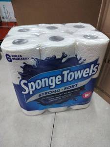 lot 5581 image: 4 Pack Of Sponge Towels Paper Towels, 6 Rolls Per Pack, 64 Squares Per Roll