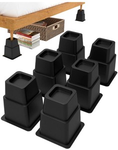 lot 3915 image: GooFurnit 3,5 or 8 Inches Bed Riser, Heavy Duty Bed Elevator 2000 LBS for Lifting Bed Sofa Furniture, 6 Pieces, Black