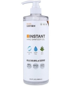 lot 2749 image: Miami CarryOn 75% Alcohol Hand Sanitizer with Aloe - 33.8 fl oz (6 Pack)