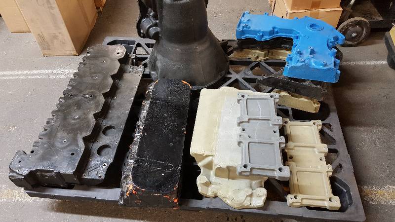 lot 6443 image: Pallet of plastic parts that are left over inventory from the Payr plastic engine plant in Leavenworth.