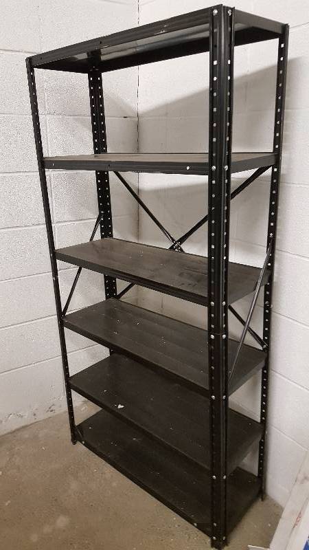 lot 6372 image: Light duty 59 tall X  30 wide X 11 deep metal shelf unit