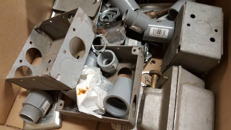 lot 6381 image: Box of electrical boxes.  Make a buy if youre an electrical