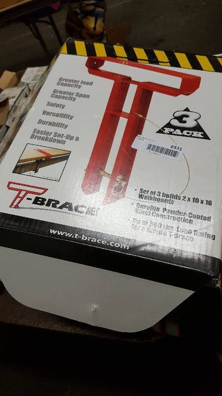 lot 6331 image: 3 new T Braces in the original box to make your scaffolding safe and strong