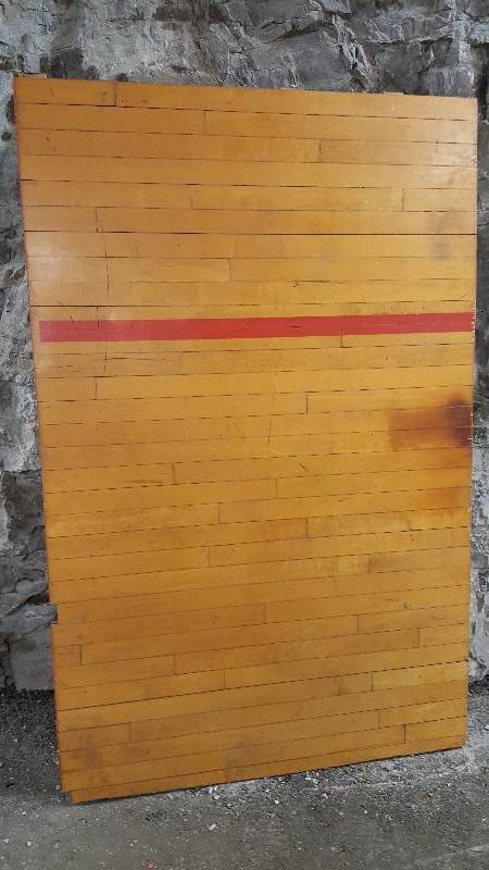 lot 6300 image: Made out of real Oak flooring is this 4 foot  X 8 foot back board for display or what ever you can think of doing with it.