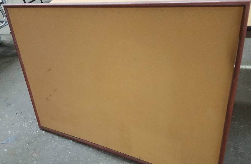 lot 6359A image: 35 X 49 thumb tack bulletin board with heavy duty frame and cork back.  Put your flyers and pictures up here