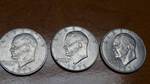 3 Silver dollar coins 1971.