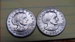 2 Susan B. Anthony dollars - 1979, 1981, 1981 Uncriculated Susan B. Anthony dollar in case.