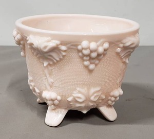 lot 6 image: Adorable Soft Pink Milk Glass, Footed Bowl,4 Diameter Opening